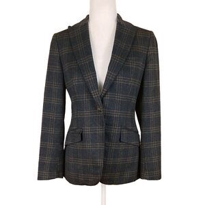 Belvest per Donna Lewis Women's 1-Button Blazer IT 42 US 6 Brown Plaid Cashmere